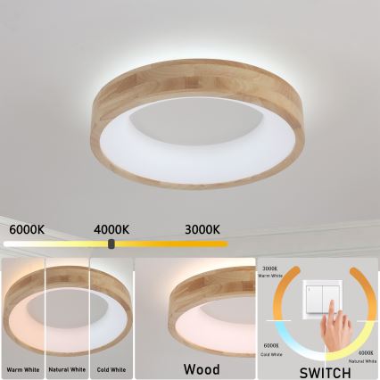 Brilagi - drvena LED stropna svjetiljka FALCON WOOD LED/30W/230V 3000/4000/6000K Ø 45 cm