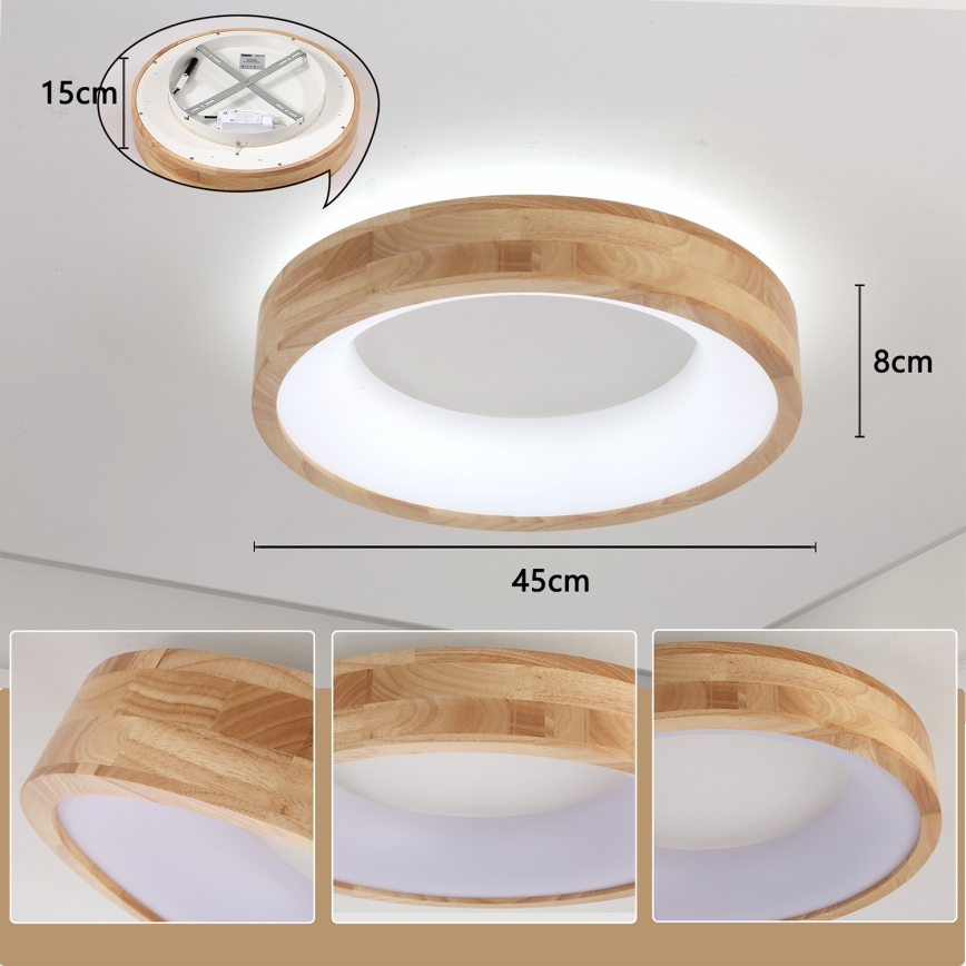 Brilagi - drvena LED stropna svjetiljka FALCON WOOD LED/30W/230V 3000/4000/6000K Ø 45 cm