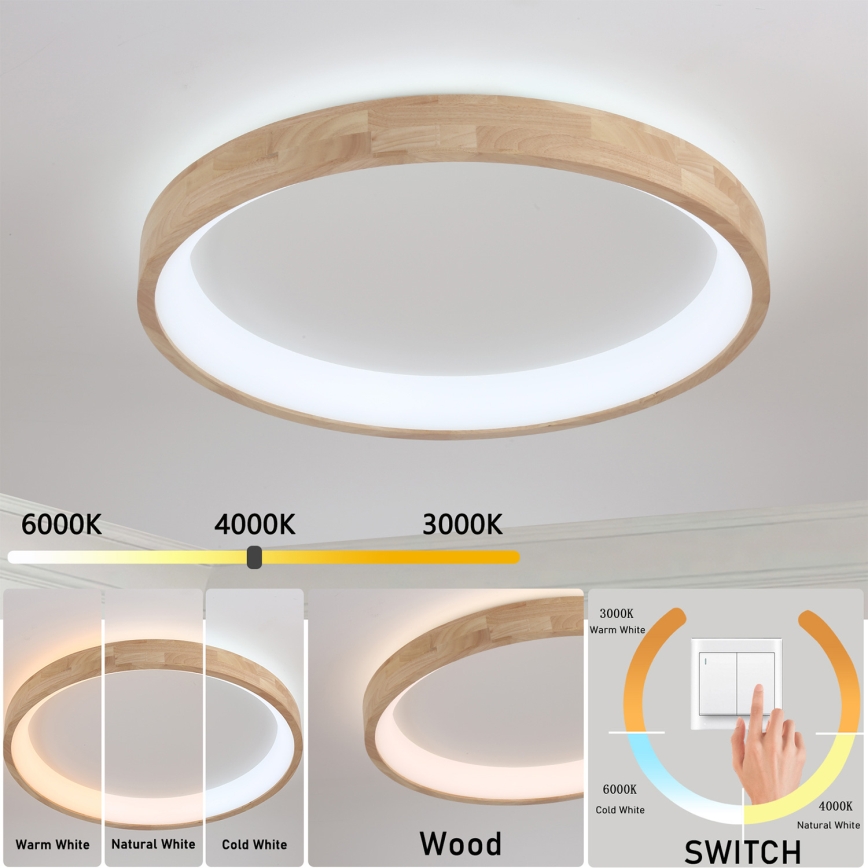 Brilagi - LED stropna svjetiljka FALCON WOOD LED/60W/230V 3000/4000/6000K Ø 80 cm drvena