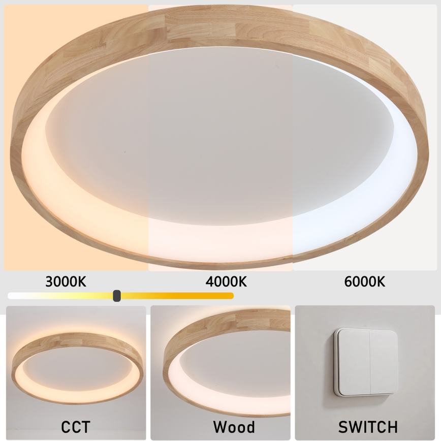 Brilagi - LED stropna svjetiljka FALCON WOOD LED/60W/230V 3000/4000/6000K Ø 80 cm drvena