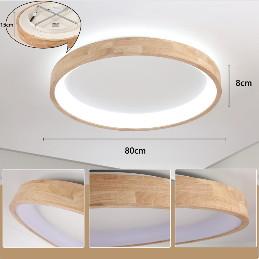 Brilagi - LED stropna svjetiljka FALCON WOOD LED/60W/230V 3000/4000/6000K Ø 80 cm drvena