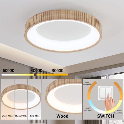 Brilagi - LED stropna svjetiljka FALCON WOOD MODERN LED/40W/230V 3000/4000/6000K promjer 60 cm drvena