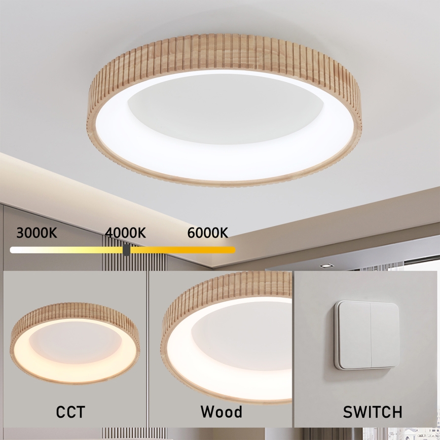 Brilagi - LED stropna svjetiljka FALCON WOOD MODERN LED/40W/230V 3000/4000/6000K promjer 60 cm drvena
