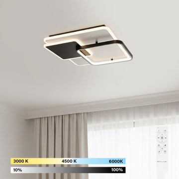 Brilagi - LED stropna svjetiljka FLARE LED/64W/230V s prigušivanjem 3000-6000K 45x45 cm bijela/crna + daljinski upravljač
