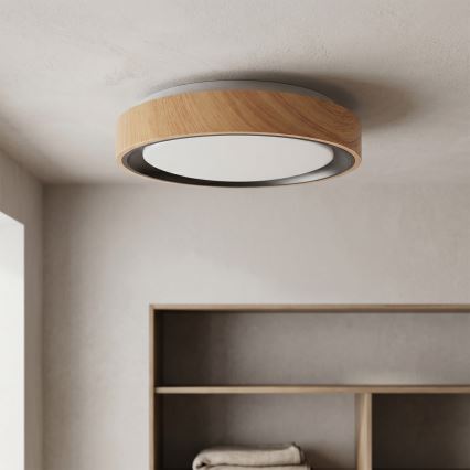 Brilagi - LED stropna svjetiljka FLOCO LED/24W/230V Ø 30 cm drveni dekor/crna