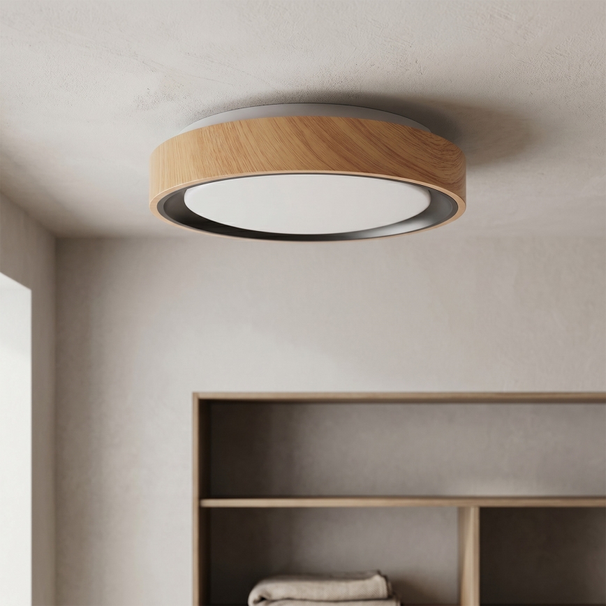Brilagi - LED stropna svjetiljka FLOCO LED/24W/230V Ø 30 cm drveni dekor/crna