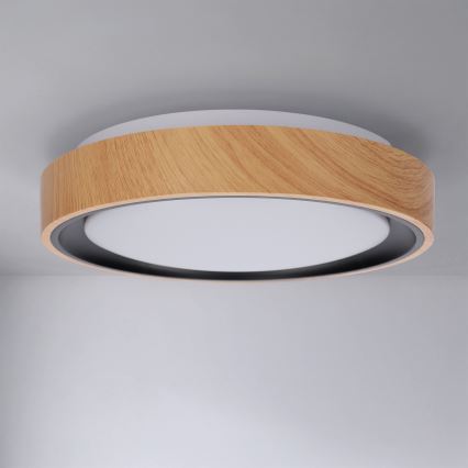 Brilagi - LED stropna svjetiljka FLOCO LED/24W/230V Ø 30 cm drveni dekor/crna