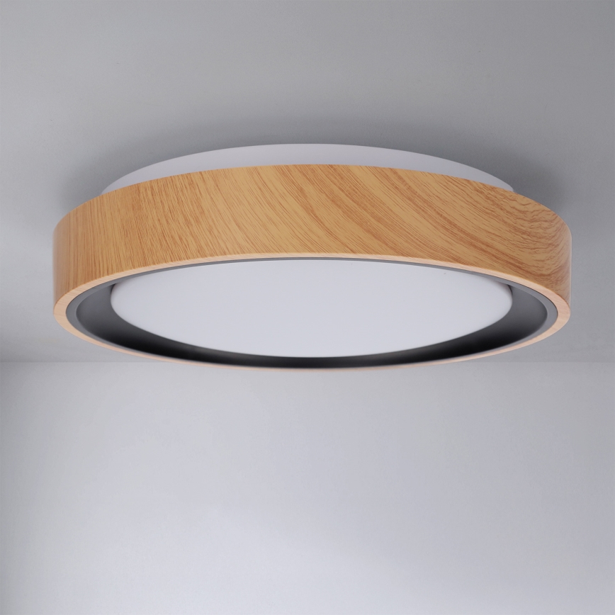 Brilagi - LED stropna svjetiljka FLOCO LED/24W/230V Ø 30 cm drveni dekor/crna
