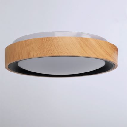 Brilagi - LED stropna svjetiljka FLOCO LED/24W/230V Ø 30 cm drveni dekor/crna
