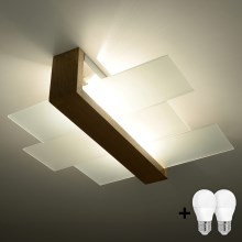 Brilagi -  LED Stropna svjetiljka HERA 2xE27/7,5W/230V drvo