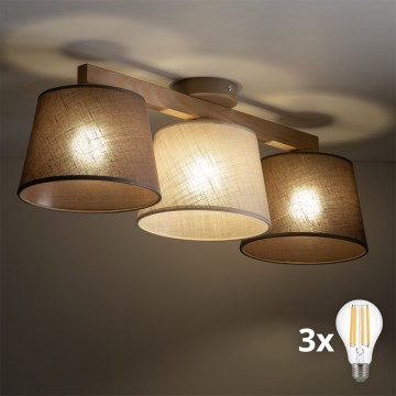 BRILAGI - LED stropna svjetiljka LATTE SABIA 3xE27/15W/230V borovina/mješavina