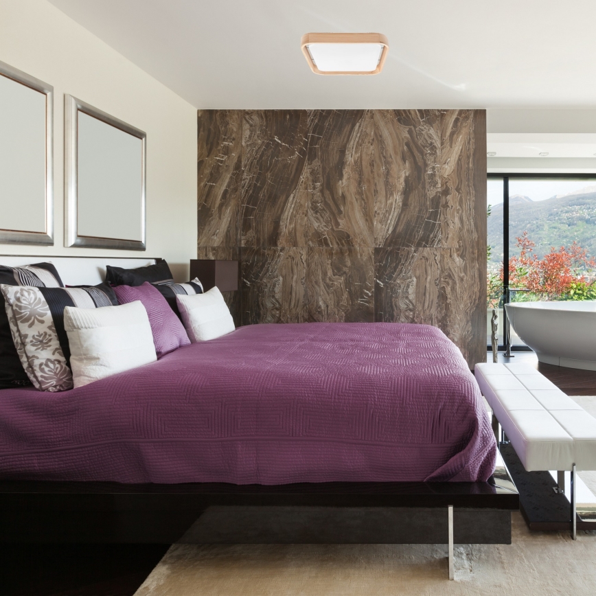 Brilagi - LED stropna svjetiljka s prigušivanjem MANAROLA CUBIC LED/24W/230V 3000-6500K borovina + daljinski upravljač