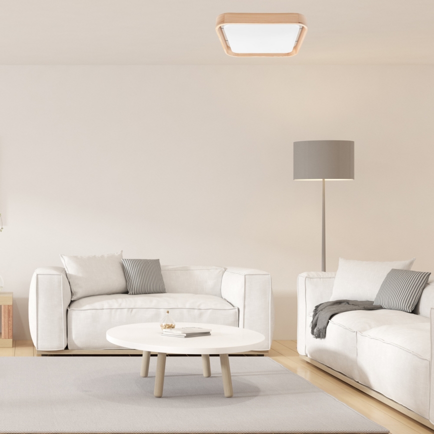 Brilagi - LED stropna svjetiljka s prigušivanjem MANAROLA CUBIC LED/24W/230V 3000-6500K borovina + daljinski upravljač