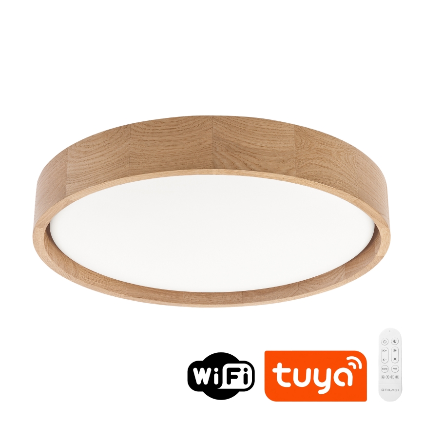 Brilagi - LED stropno svjetlo s mogućnošću prigušivanja MANAROLA SMART LED/24W/230V 3000-6000K Wi-Fi Tuya Beacon Ø 41 cm hrast + daljinski upravljač