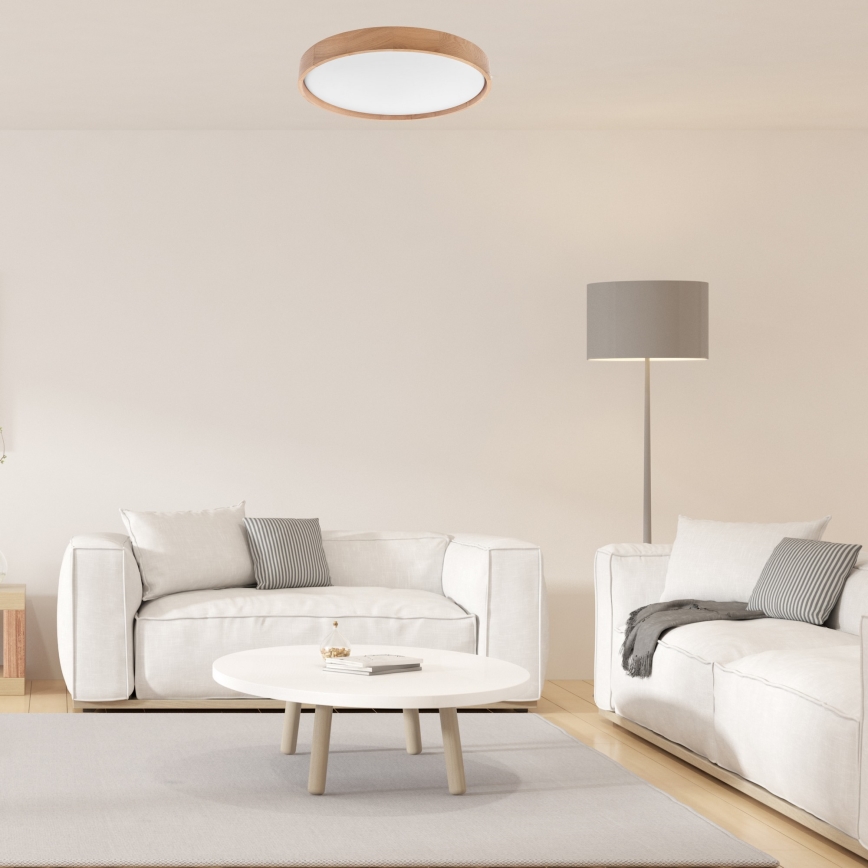 Brilagi - LED Prigušiva stropna svjetiljka MANAROLA SMART LED/36W/230V 2700-6500K hrast pr. 51 cm Wi-Fi + daljinski upravljač Tuya