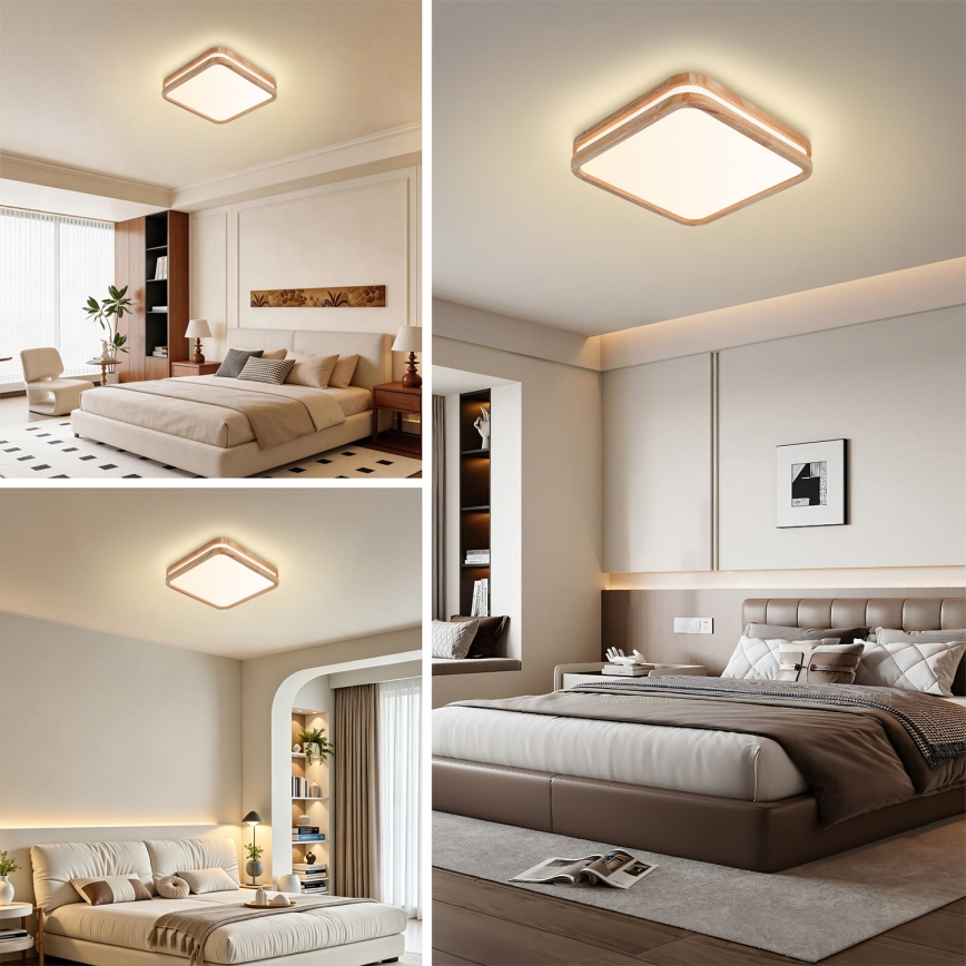Brilagi - LED stropna svjetiljka MOLINA SQUARE LED/32W/230V 3000/4000/6000K hrast 30x30 cm
