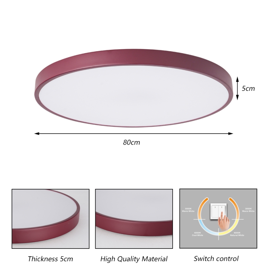 Brilagi - LED stropno svjetlo POOL LED/100W/230V 3000/4000/6000K Ø 80 cm bordo