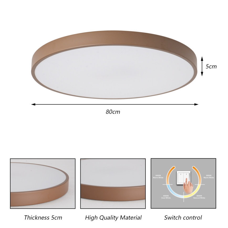 Brilagi - LED stropna svjetiljka POOL LED/100W/230V 3000/4000/6000K promjer 80 cm smeđa