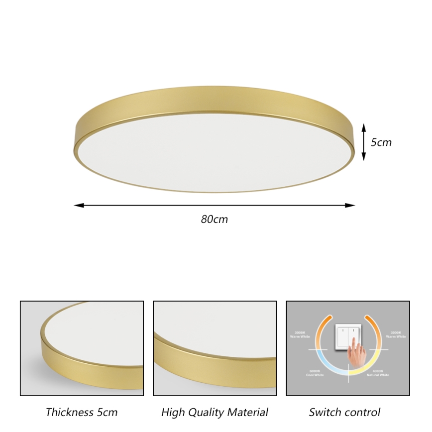 Brilagi - LED stropna svjetiljka POOL LED/100W/230V 3000/4000/6000K promjer 80 cm zlatna