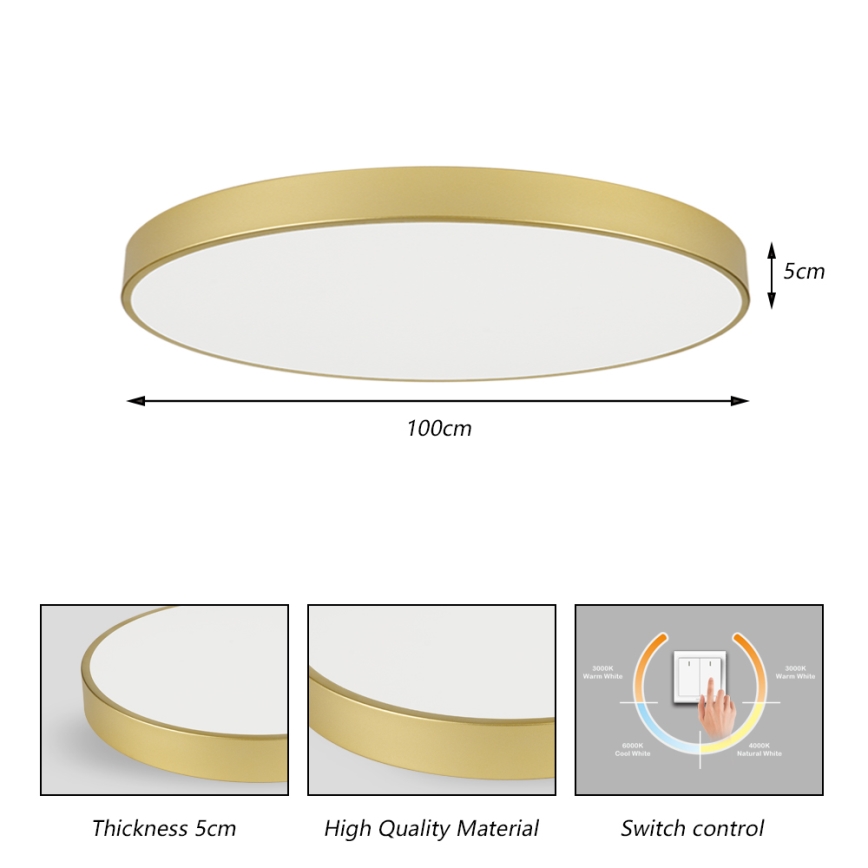 Brilagi - LED stropna svjetiljka POOL LED/128W/230V 3000/4000/6000K Ø 100 cm zlatna