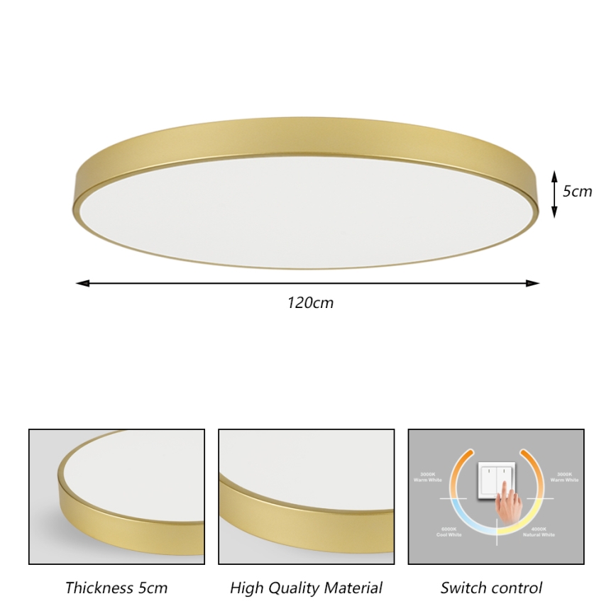 Brilagi - LED stropna svjetiljka POOL LED/180W/230V 3000/4500/6000K Ø 120 cm zlatna