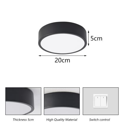 Brilagi - LED stropna svjetiljka POOL LED/18W/230V 3000/4000/6000K Ø 20 cm crna