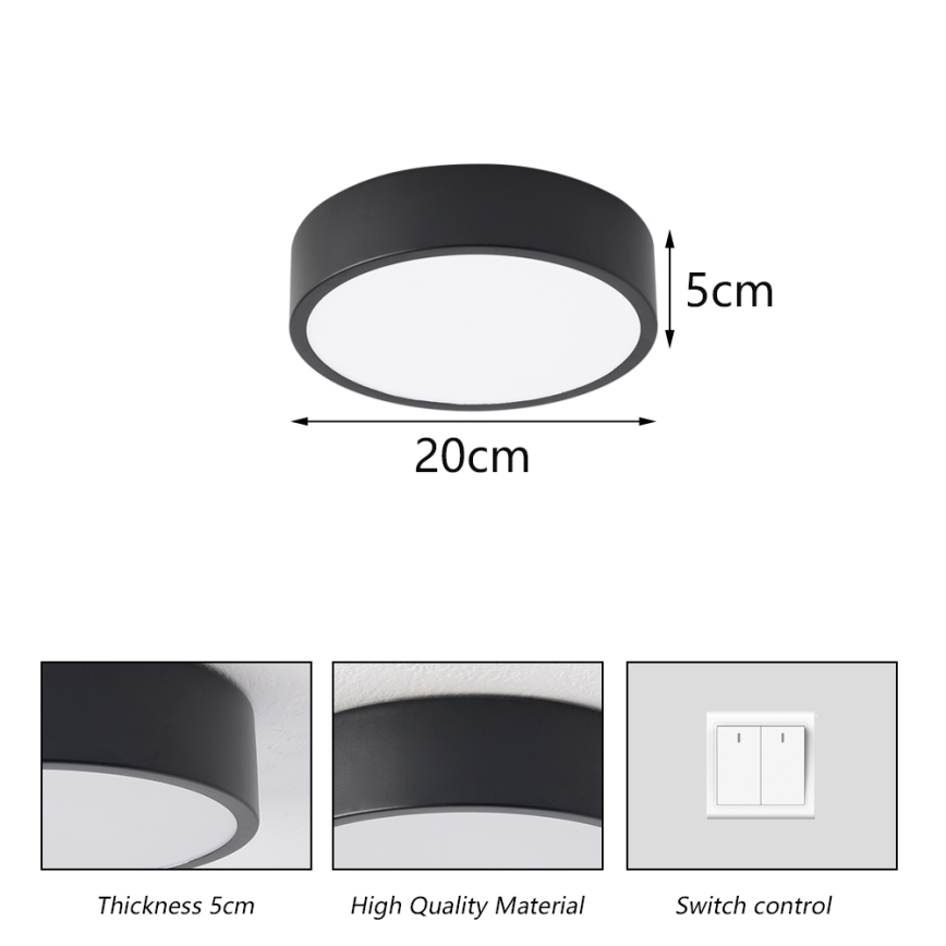 Brilagi - LED stropna svjetiljka POOL LED/18W/230V 3000/4000/6000K Ø 20 cm crna