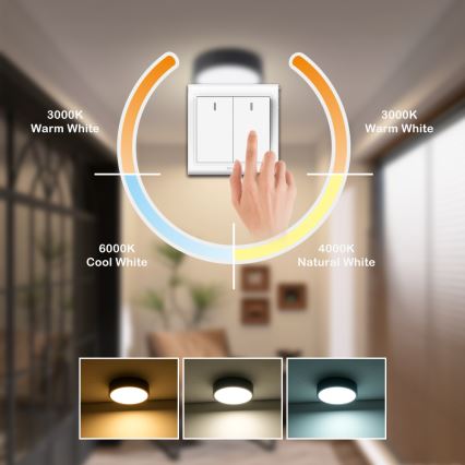 Brilagi - LED stropna svjetiljka POOL LED/18W/230V 3000/4500/6000K promjer 20 cm crna