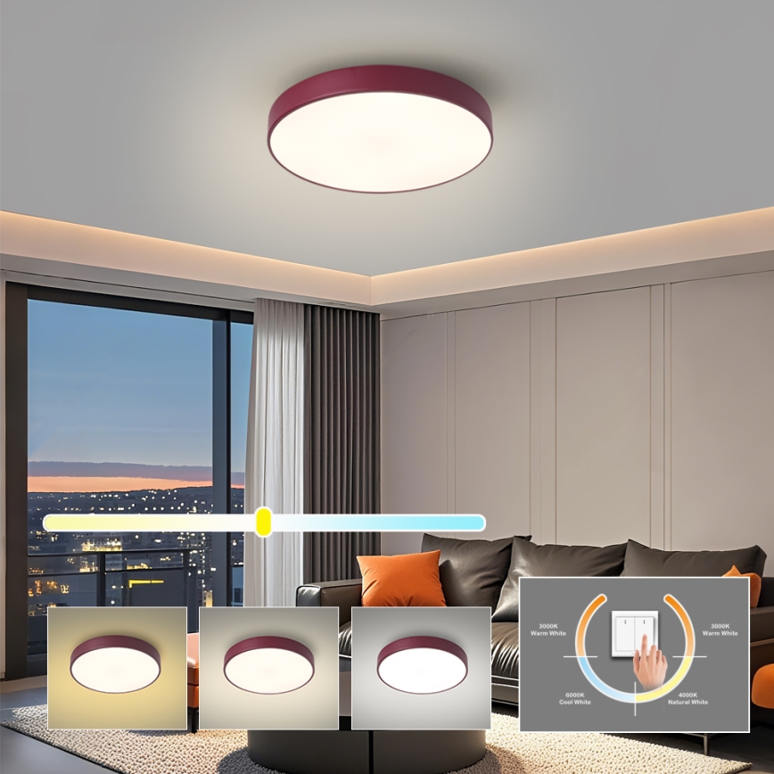 Brilagi - LED stropna svjetiljka POOL LED/36W/230V 3000/4000/6000K prom. 30 cm bordo