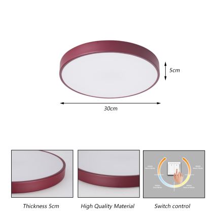 Brilagi - LED stropna svjetiljka POOL LED/36W/230V 3000/4000/6000K prom. 30 cm bordo