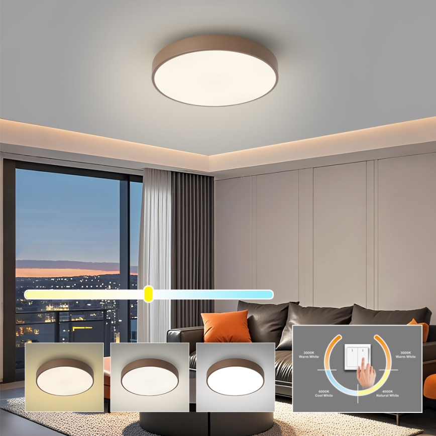 Brilagi - LED stropna svjetiljka POOL LED/36W/230V 3000/4000/6000K Ø 30 cm smeđa