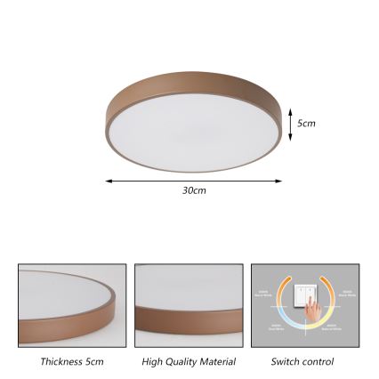 Brilagi - LED stropna svjetiljka POOL LED/36W/230V 3000/4000/6000K Ø 30 cm smeđa