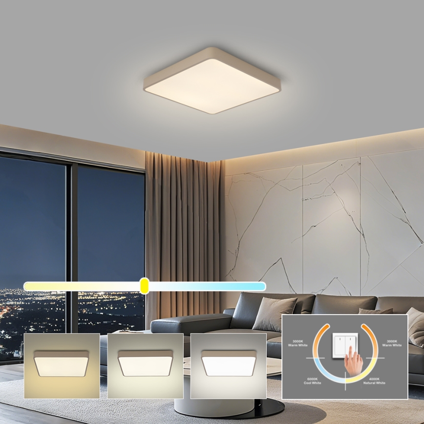 Brilagi - LED stropna svjetiljka POOL LED/36W/230V 3000/4000/6000K 40x40 cm bež