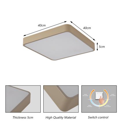 Brilagi - LED stropna svjetiljka POOL LED/36W/230V 3000/4000/6000K 40x40 cm bež