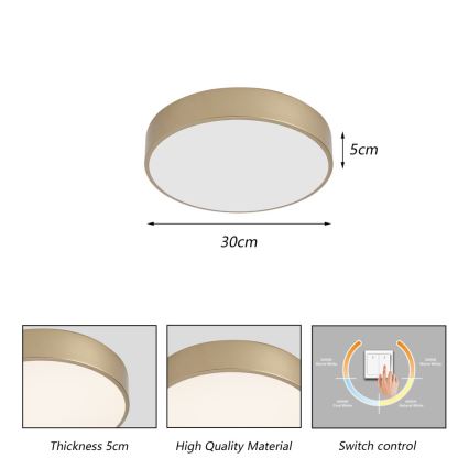 Brilagi - LED stropna svjetiljka POOL LED/36W/230V 3000/4000/6000K Ø 30 cm zlatna