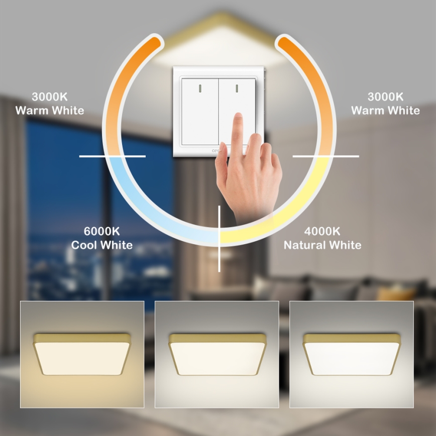 Brilagi - LED stropna svjetiljka POOL LED/36W/230V 3000/4500/6000K 40x40 cm zlatna