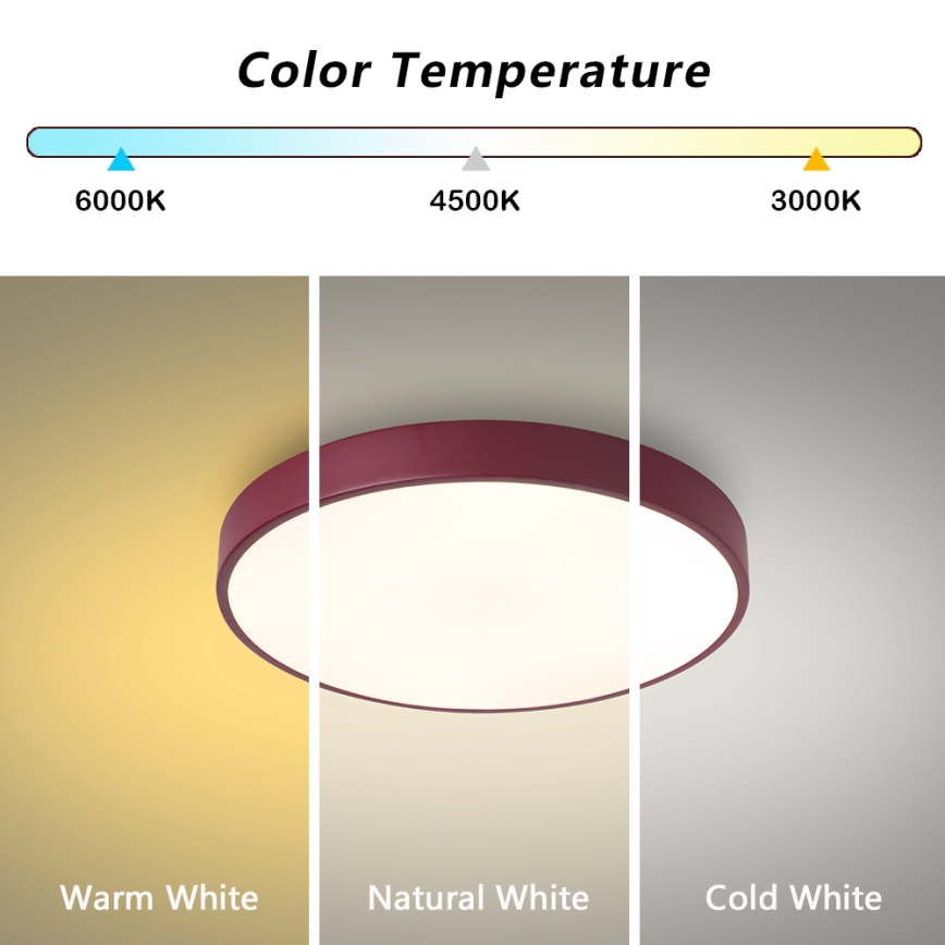 Brilagi - LED stropna svjetiljka POOL LED/48W/230V 3000/4000/6000K Ø 40 cm burgundska