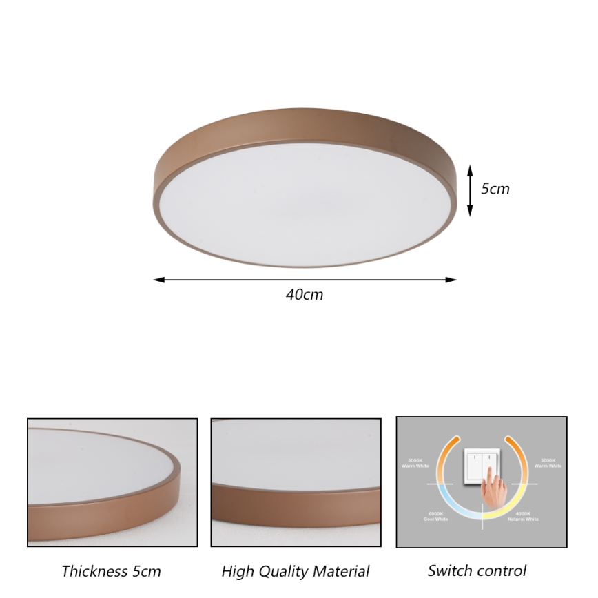 Brilagi - LED stropna svjetiljka POOL LED/48W/230V 3000/4000/6000K promjer 40 cm smeđa