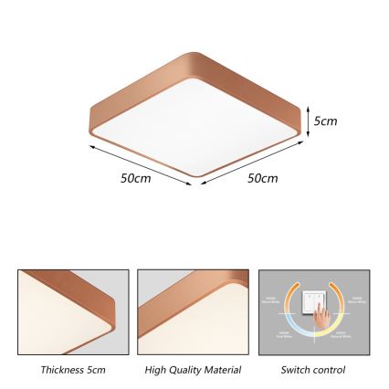 Brilagi - LED stropna svjetiljka POOL LED/48W/230V 3000/4000/6000K 50x50 cm brončana