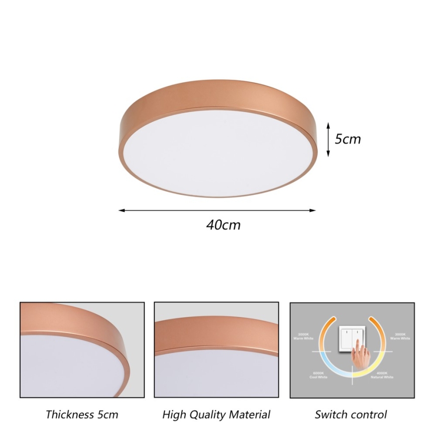 Brilagi - LED stropna svjetiljka POOL LED/48W/230V 3000/4000/6000K Ø 40 cm brončana
