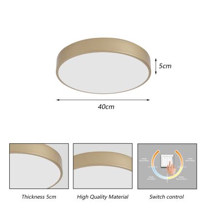 Brilagi - LED stropna svjetiljka POOL LED/48W/230V 3000/4000/6000K Ø 40 cm zlatna