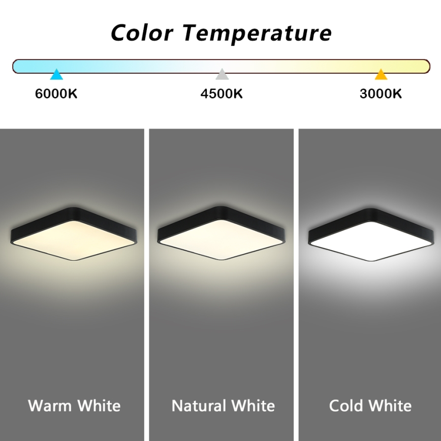Brilagi - LED Stropna svjetiljka POOL LED/48W/230V 3000/4500/6000K 50x50 cm crna
