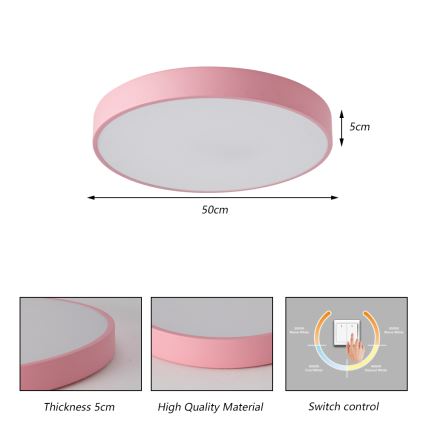 Brilagi - LED stropna svjetiljka POOL LED/60W/230V 3000/4000/6000K Ø 50 cm ružičasta