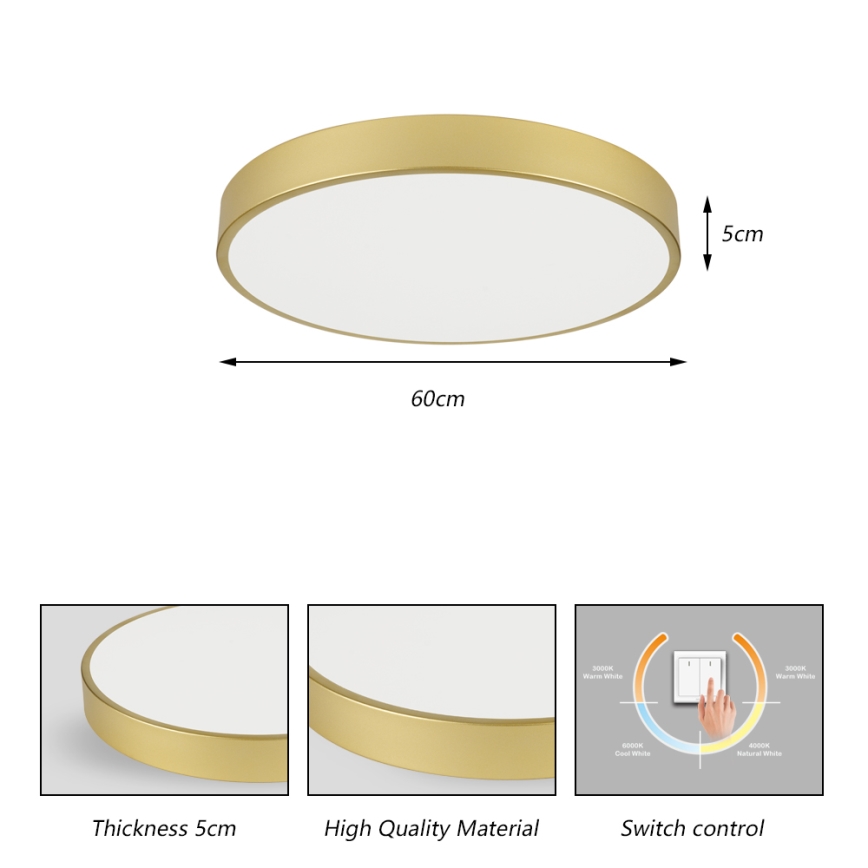 Brilagi - LED stropna svjetiljka POOL LED/60W/230V 3000/4000/6000K Ø 60 cm zlatna