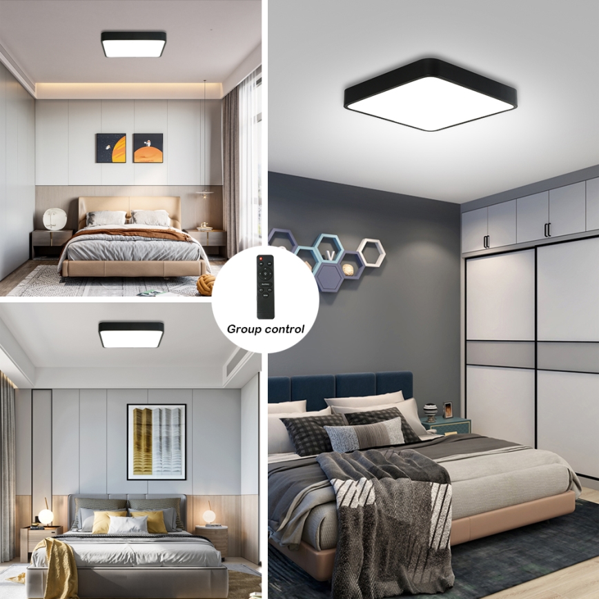 Brilagi - LED stropna svjetiljka s prigušivanjem POOL SQUARE LED/36W/230V 3000-6000K 40x40 cm crna + daljinski upravljač