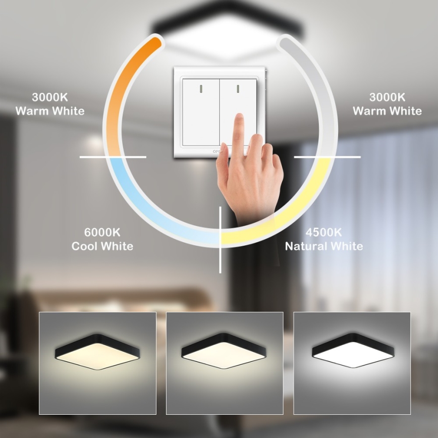 Brilagi - LED stropno svjetlo POOL SQUARE LED/36W/230V 3000/4500/6000K 40x40 cm crna