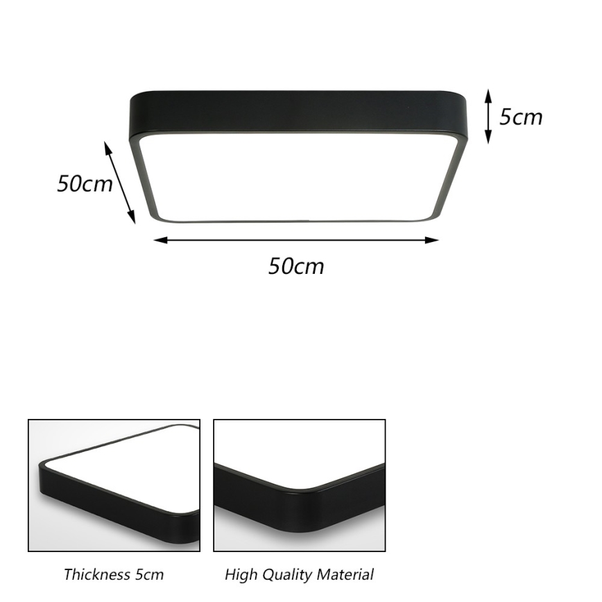 Brilagi - LED stropna svjetiljka POOL SQUARE LED/48W/230V 3000/4500/6000K 50x50 cm crna