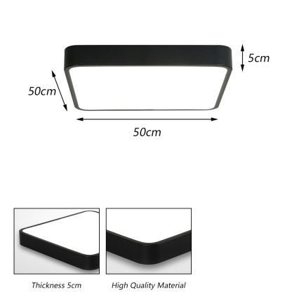 Brilagi - LED stropna svjetiljka POOL SQUARE LED/48W/230V 3000/4500/6000K 50x50 cm crna