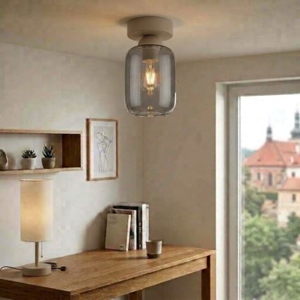 BRILAGI - LED stropna svjetiljka RETRO GLASS 1xE27/60W/230V Ø 14 cm bež/zadimljeno-siva