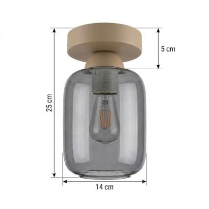BRILAGI - LED stropna svjetiljka RETRO GLASS 1xE27/60W/230V Ø 14 cm bež/zadimljeno-siva